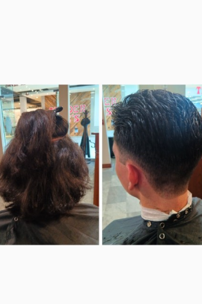 Elegant portrait of a woman with golden curly hair, showcasing beauty and confidence.